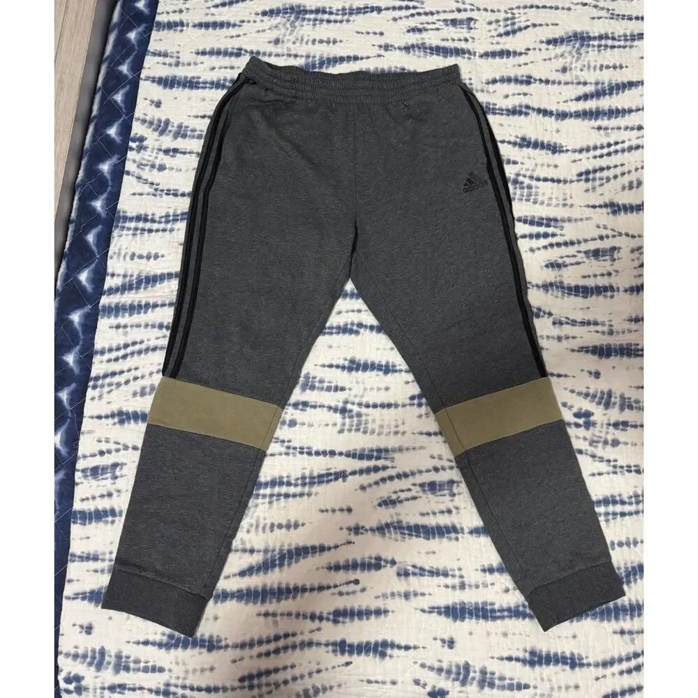 Adidas Grey and Green Sweatpants